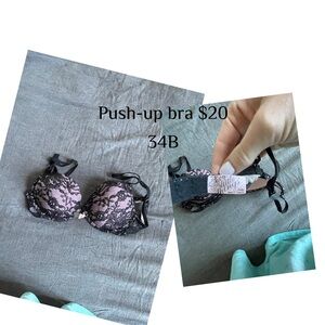 PrettyLittleThing Black and Pink Lace Bra